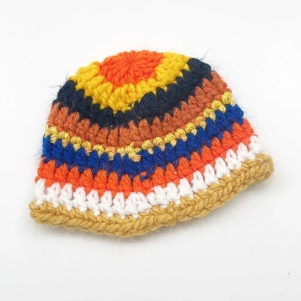 Multicolored knit baby beanie
